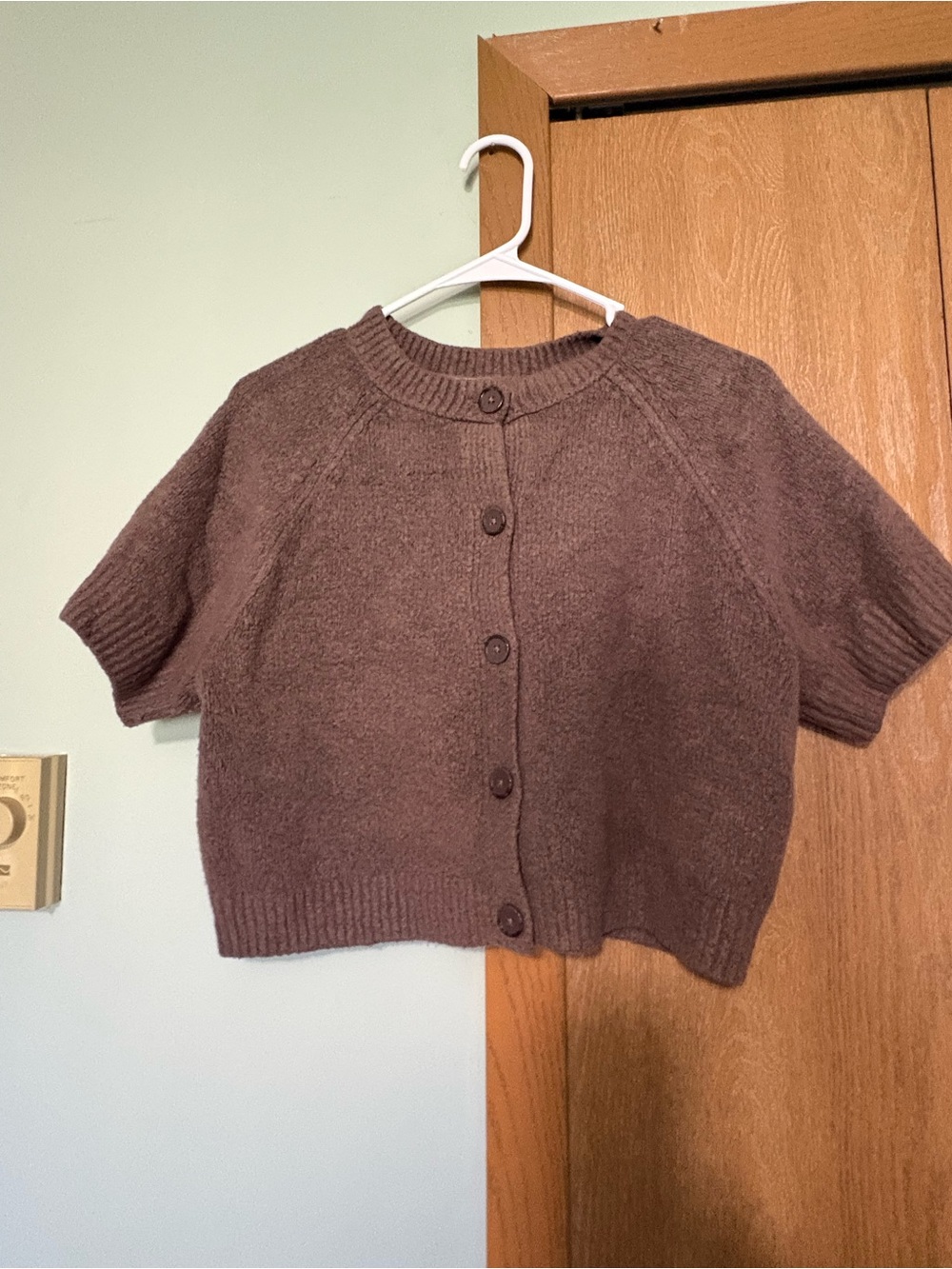 Universal Thread Short-Sleeve Button-Up Cardigan in Brown